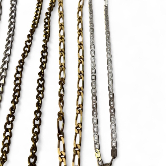 Vintage Layering Chains Necklace Lot Chunky Mixed Metal Monet & Unmarked - Picture 2 of 4
